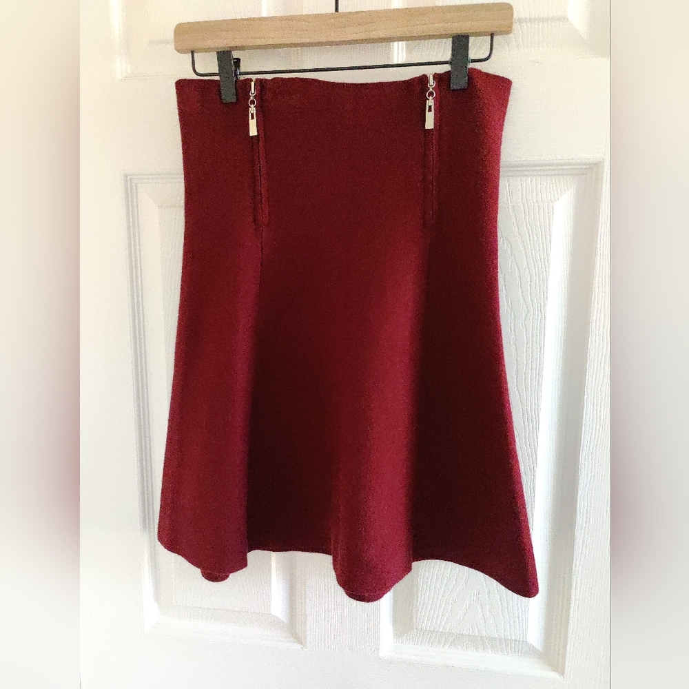 Knit fit n flare skirt, LEO & UGO, Bordeaux, size 2